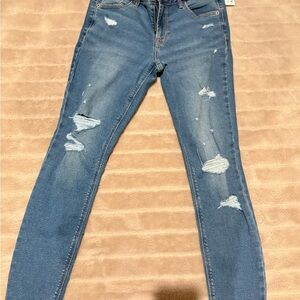 Old Navy Women's Distressed Skinny Jeans - Blue